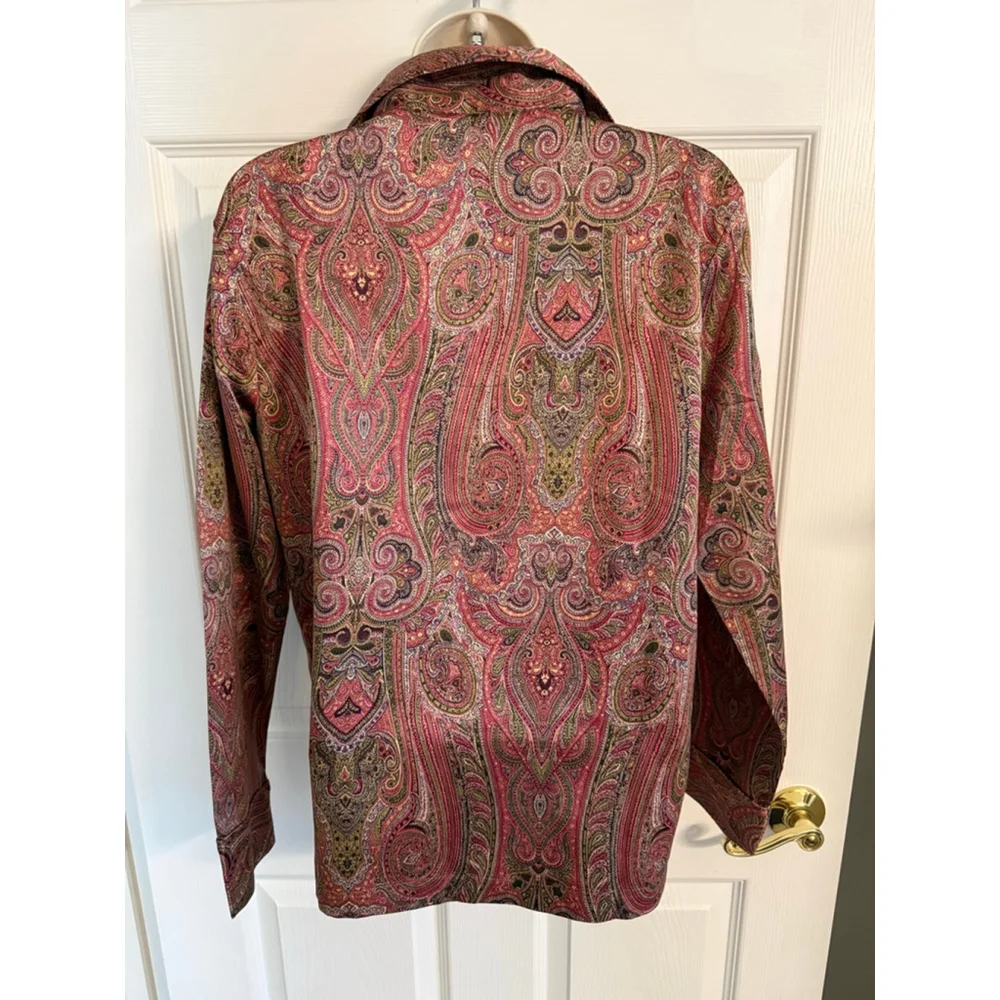 Lauren Ralph Lauren women's paisley sateen pajama top Size XS